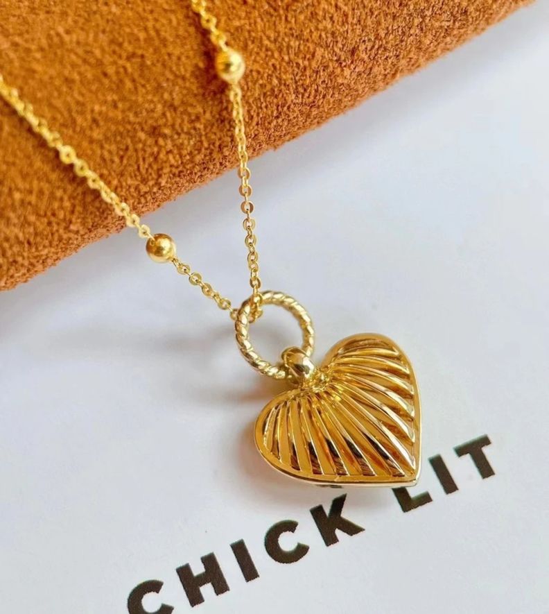 Collar Corazón Plata S925 Bañado En Oro Elegante-2