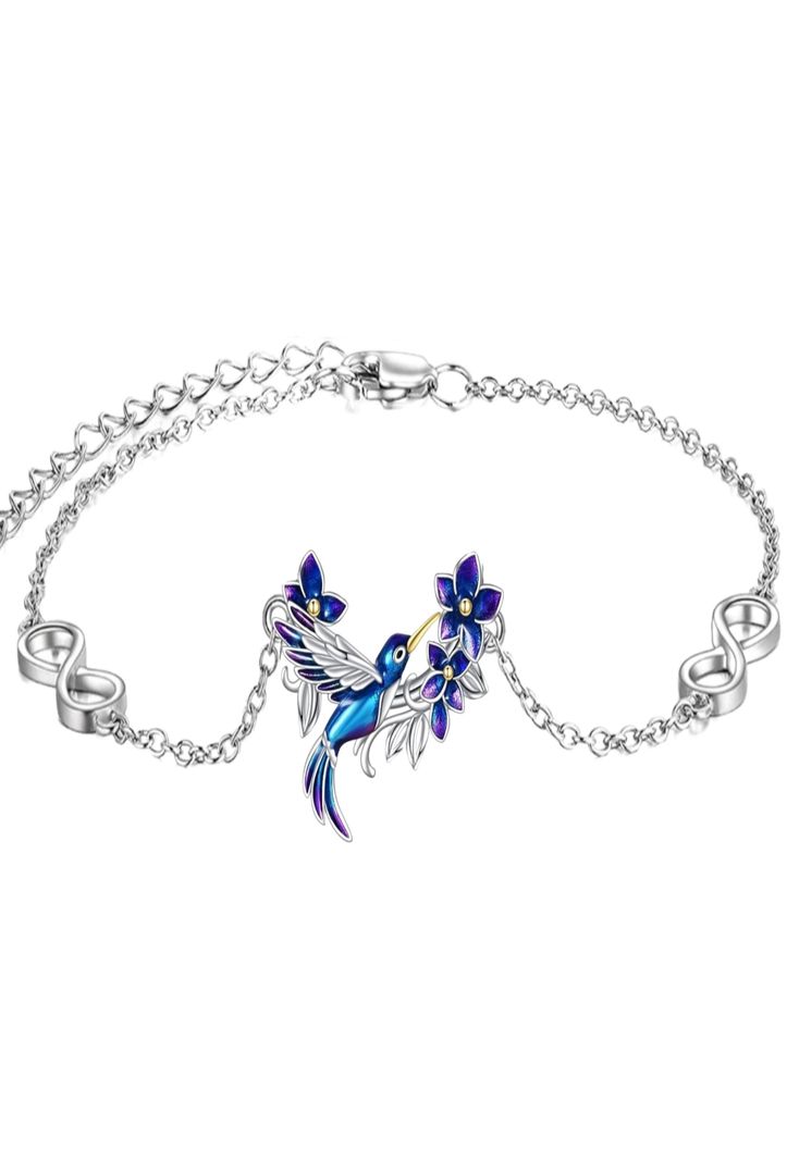 Pulsera Colibrí Flor Plata 925-0