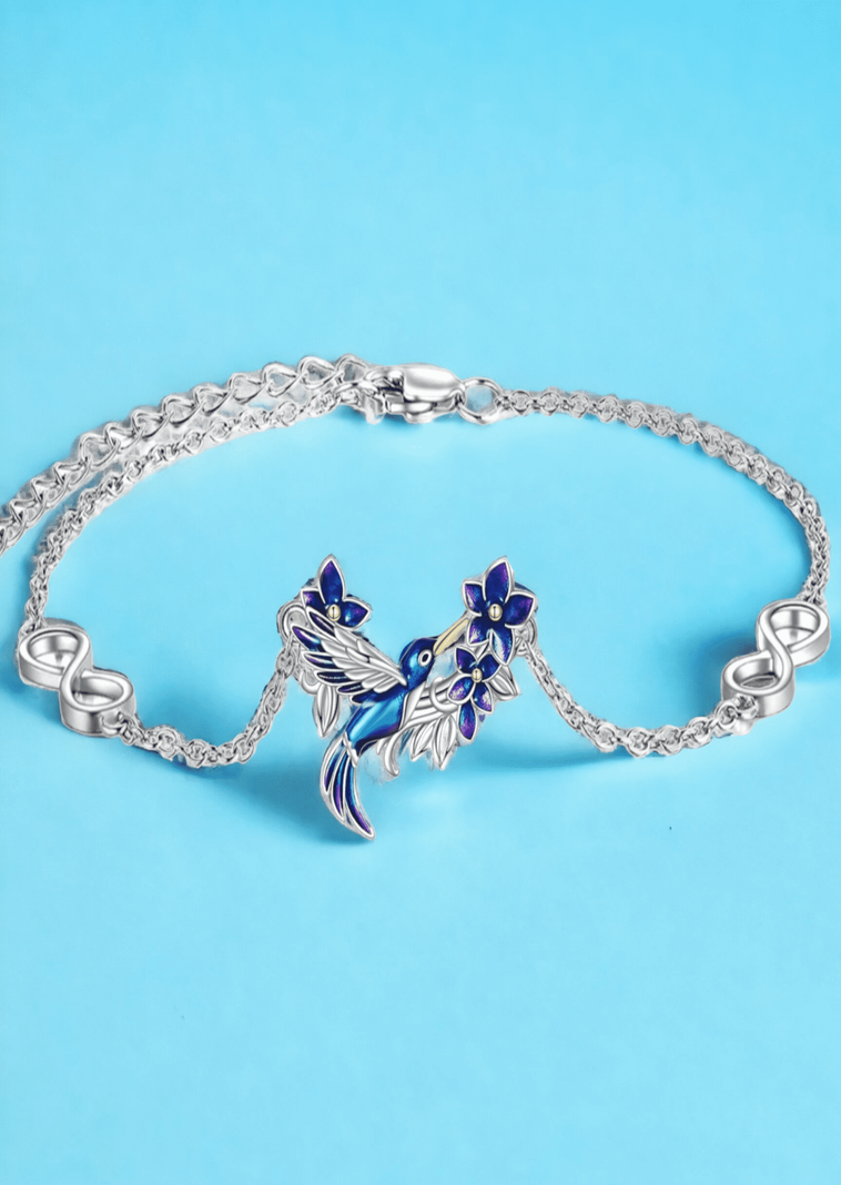 Pulsera Colibrí Flor Plata 925-1
