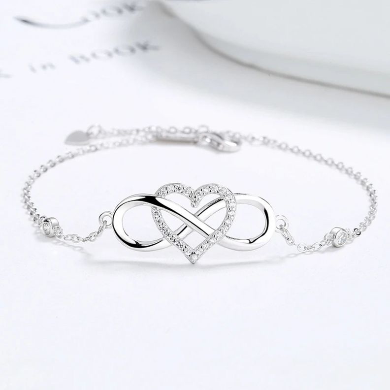 Pulsera Infinito Corazon Plata S925 Moda Elegante-2