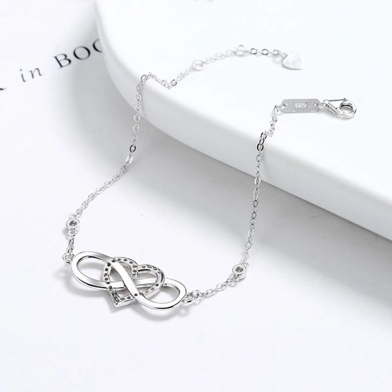 Pulsera Infinito Corazon Plata S925 Moda Elegante-4