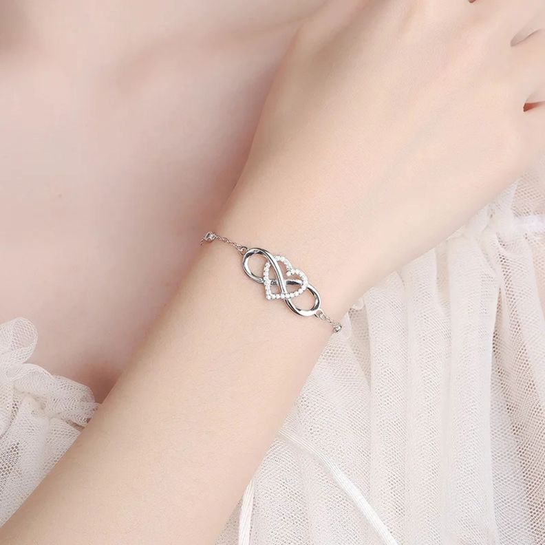 Pulsera Infinito Corazon Plata S925 Moda Elegante-5