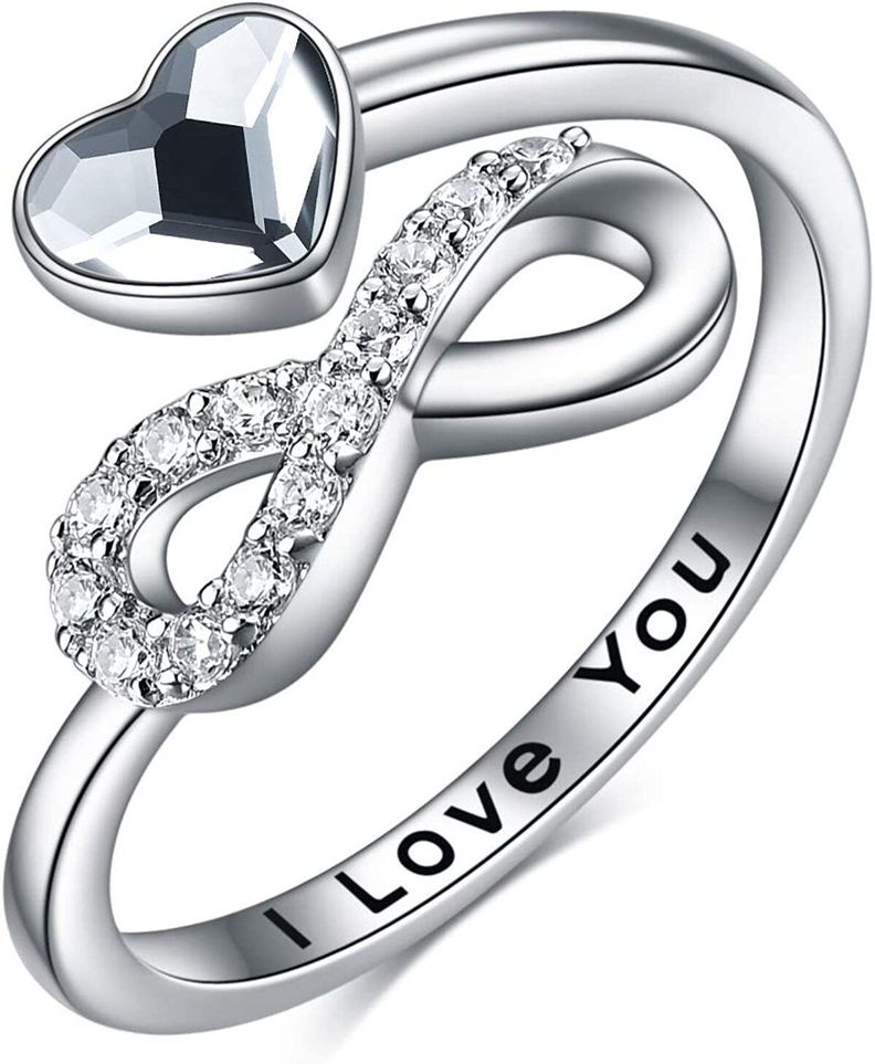 Anillo Infinito Ajustable Plata 925 Cristal-0