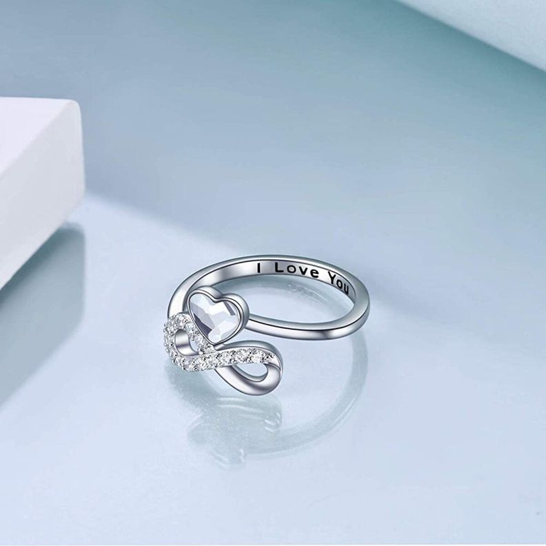 Anillo Infinito Ajustable Plata 925 Cristal-2