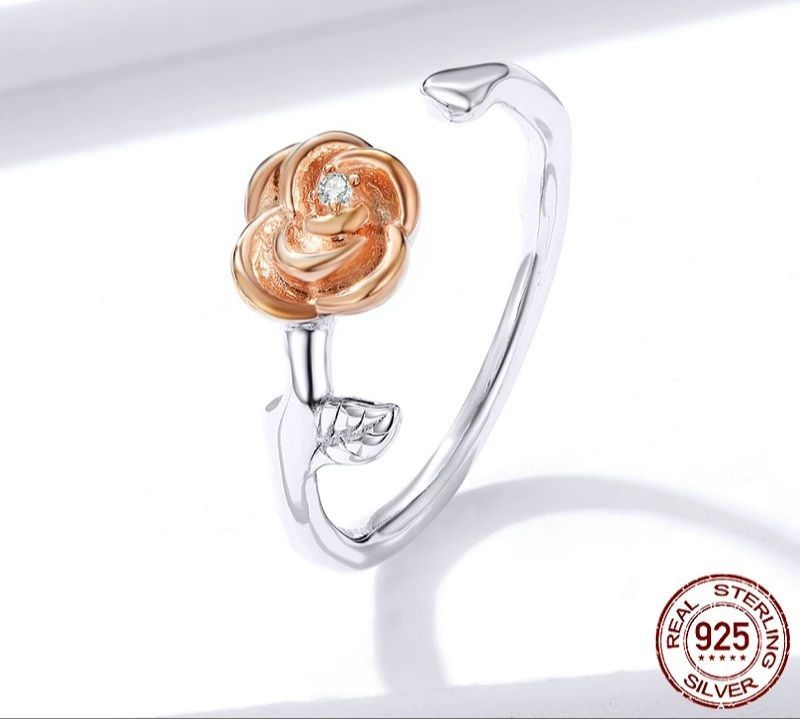 Anillo Ajustable Rosa Plata 925-3