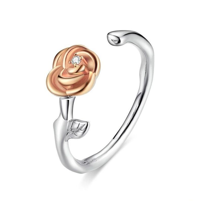 Anillo Ajustable Rosa Plata 925-0