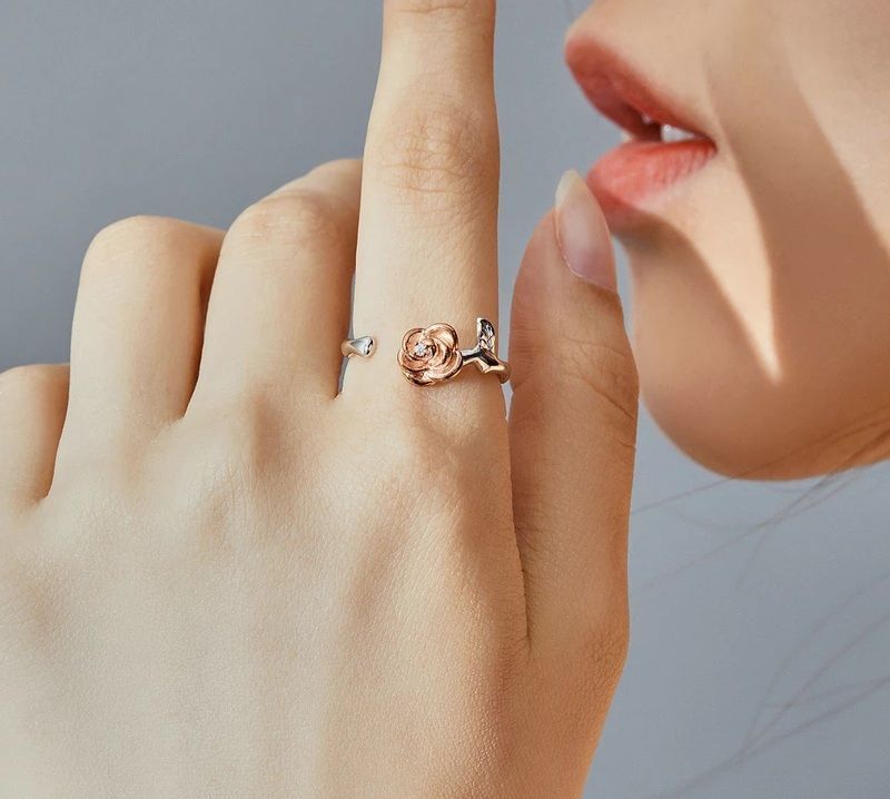 Anillo Ajustable Rosa Plata 925-2