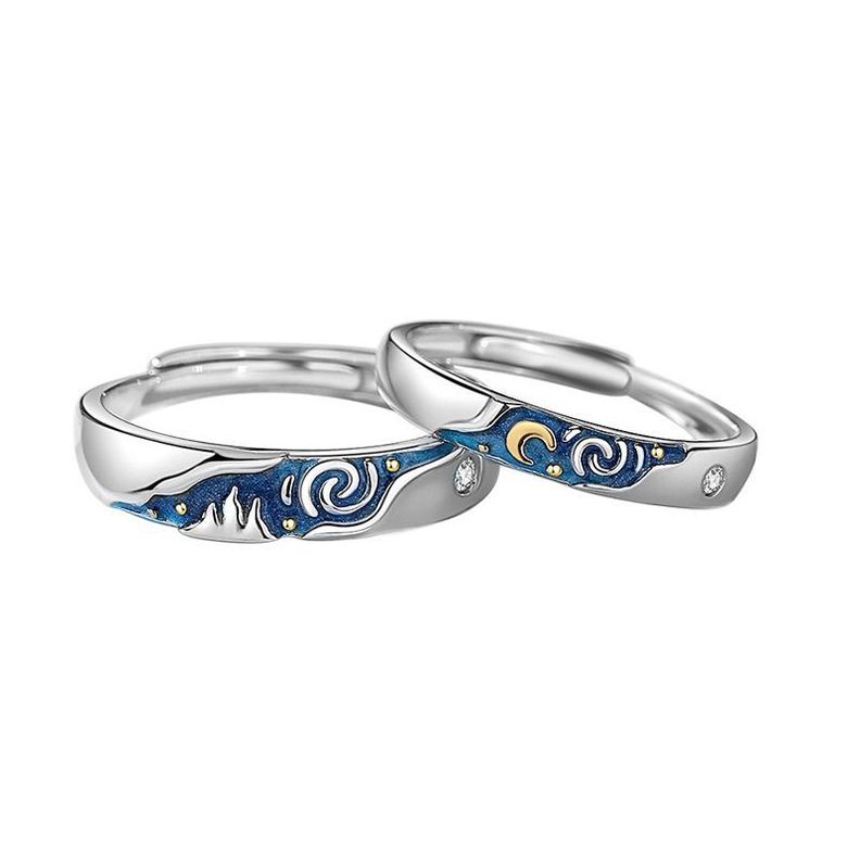 Anillos Pareja Van Gogh Ajustables Plata 925-0