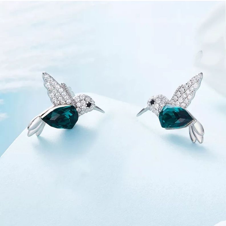 Aros Colibrí Plata 925 Elegante-1