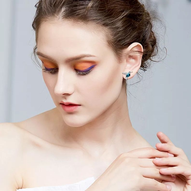 Aros Colibrí Plata 925 Elegante-2