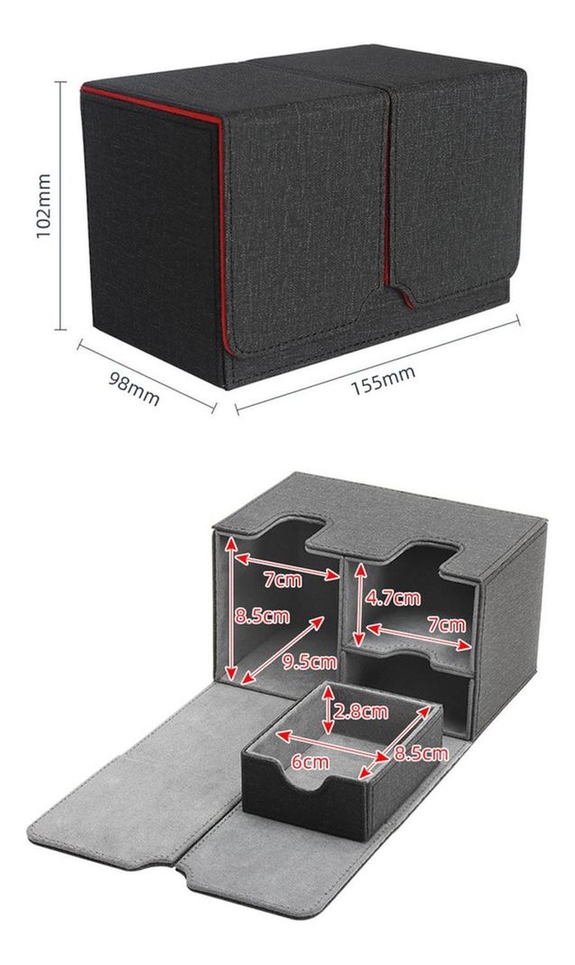 Porta Mazo Premium 160 Card Deck Box Cierre Negro Rojo Magne-3