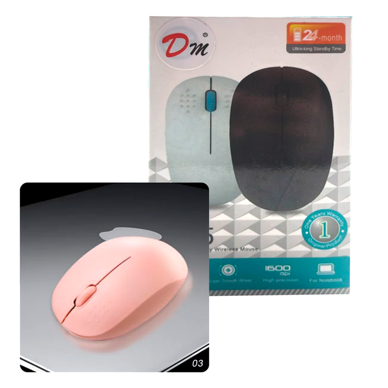 MOUSE INALAMBRICO DM M05 ROSA-0