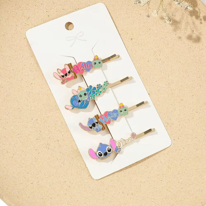 Pinzas Pelo Metálico Stitch 4 Piezas-1