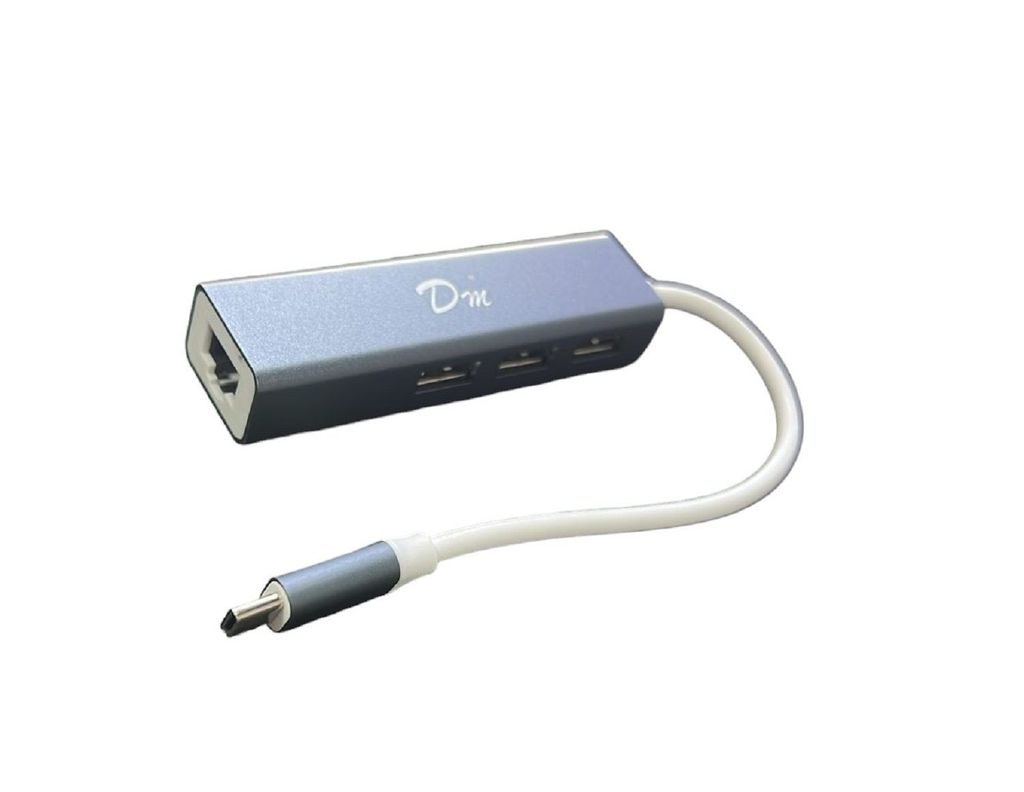 Adaptador Tipo C Dm Red Lan Mas 3 Usb 2.0 Aluminio-0
