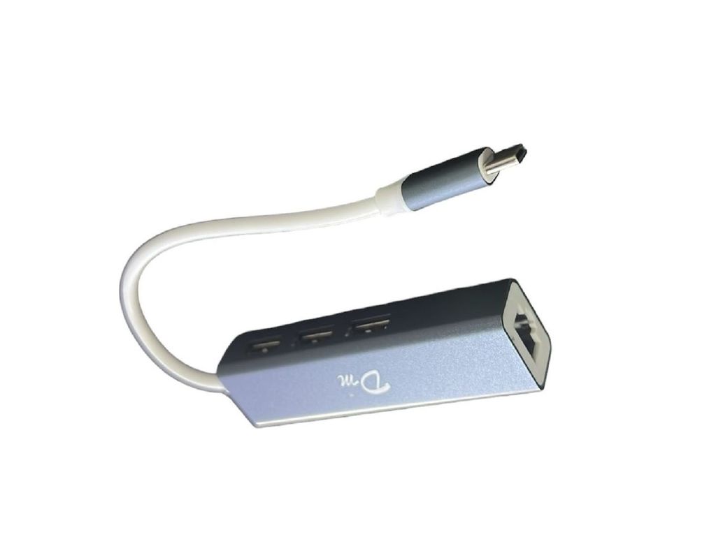 Adaptador Tipo C Dm Red Lan Mas 3 Usb 2.0 Aluminio-1