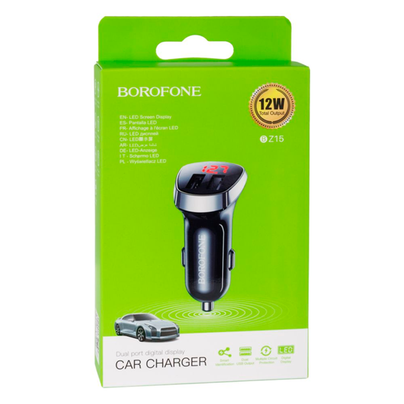 ADAPTADOR AUTO 12W 2.4A CON PANTALLA BZ15	-0