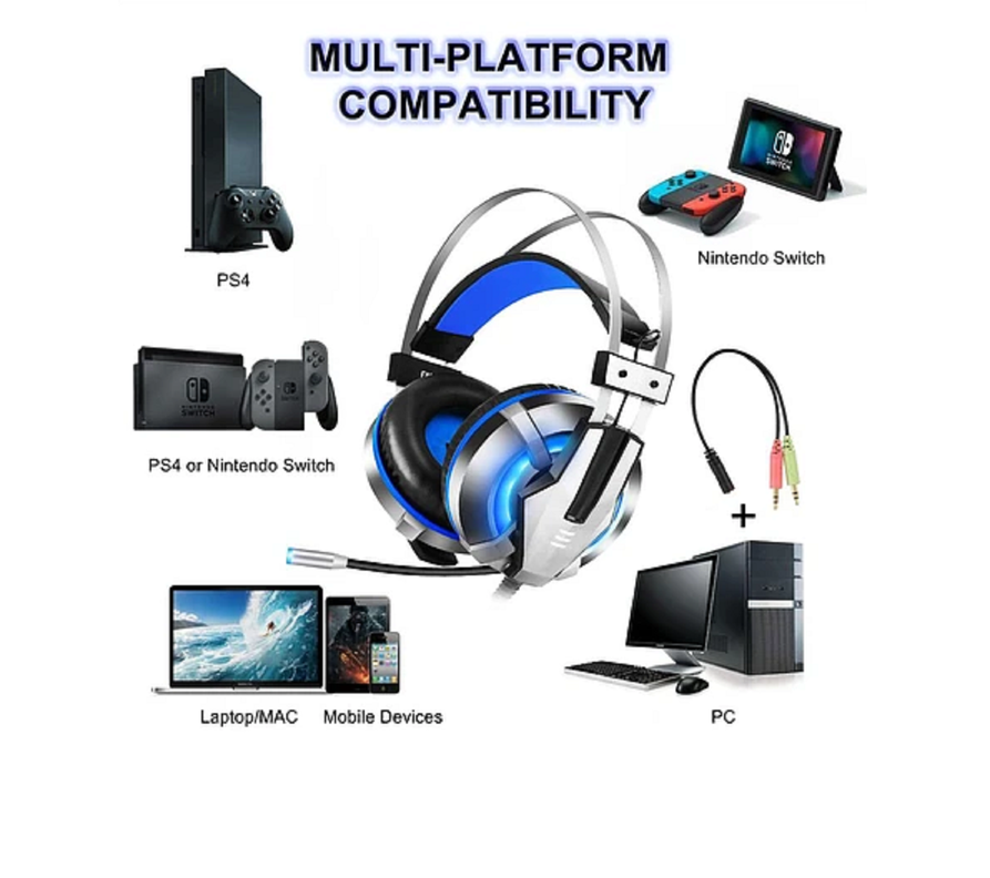 Audifono Eksa E800 Blue Gamer 3.5 - USB-1