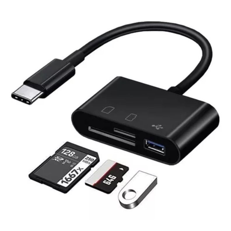 Adaptador Otg Dm Tipo C A Usb - Sd Celular Y Pc-0