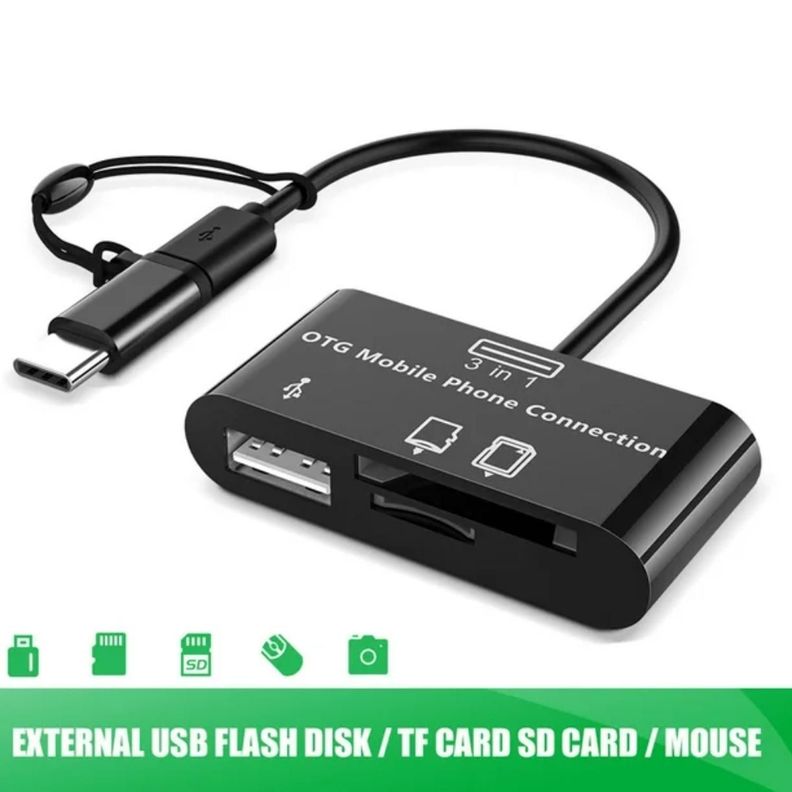 Adaptador Otg Dm Tipo C A Usb - Sd Celular Y Pc-1
