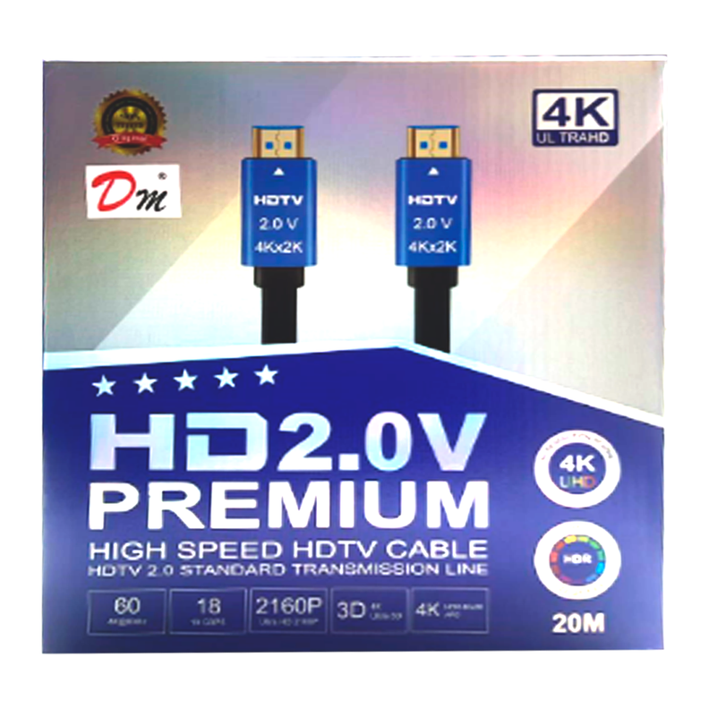 CABLE HDMI DM 20 MTS 4K PREMIUM 2.0	-2