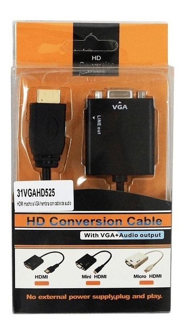 Adaptador Conversor Hdmi A Vga Dm-1