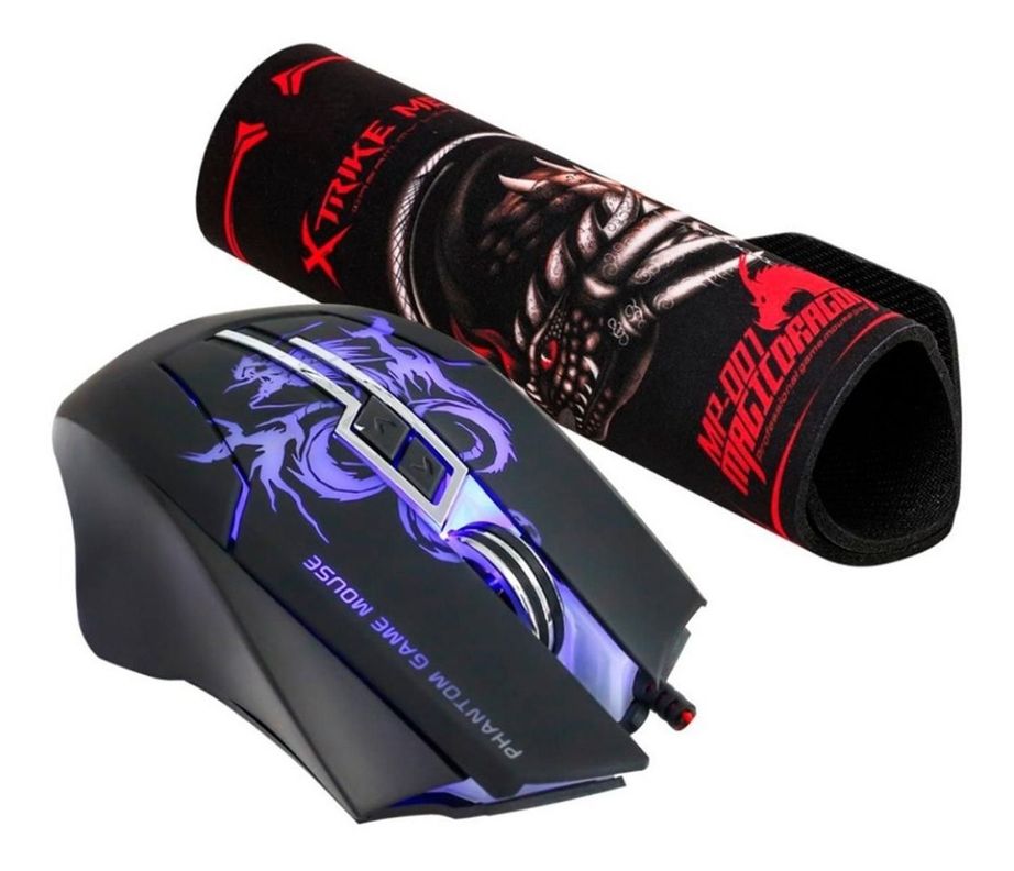 Mouse + Mousepad Gamer Xtrike Me Gmp-501 Kit Gamer Azul