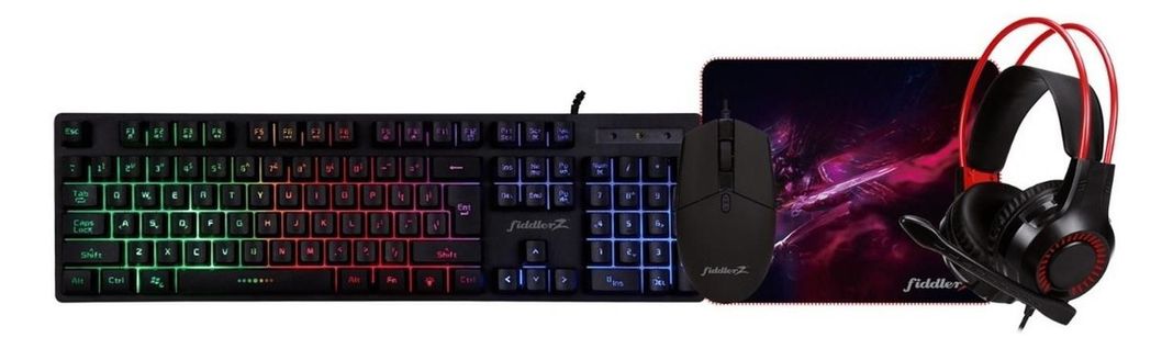 Kit Gamer 4 En 1 Teclado Mouse Audifono Pad Español Fiddler-1
