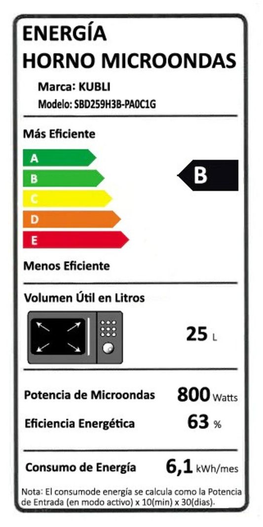 Microondas digital 25 litros espejado FS Kubli Neu-7