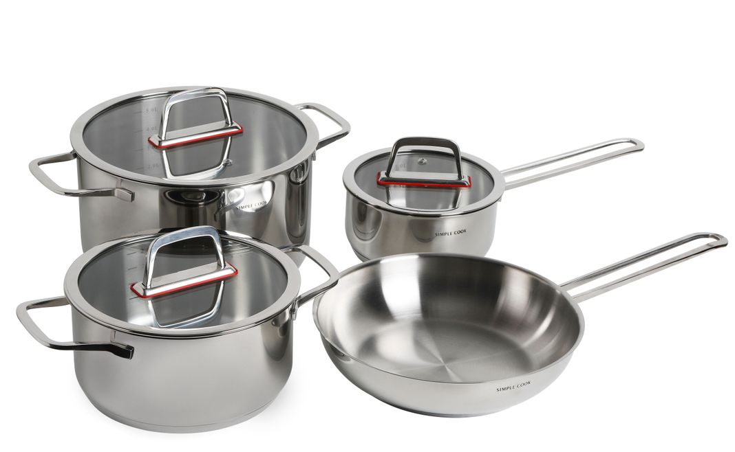 Bateria Simple Cook Burdeos 7pzs Plata