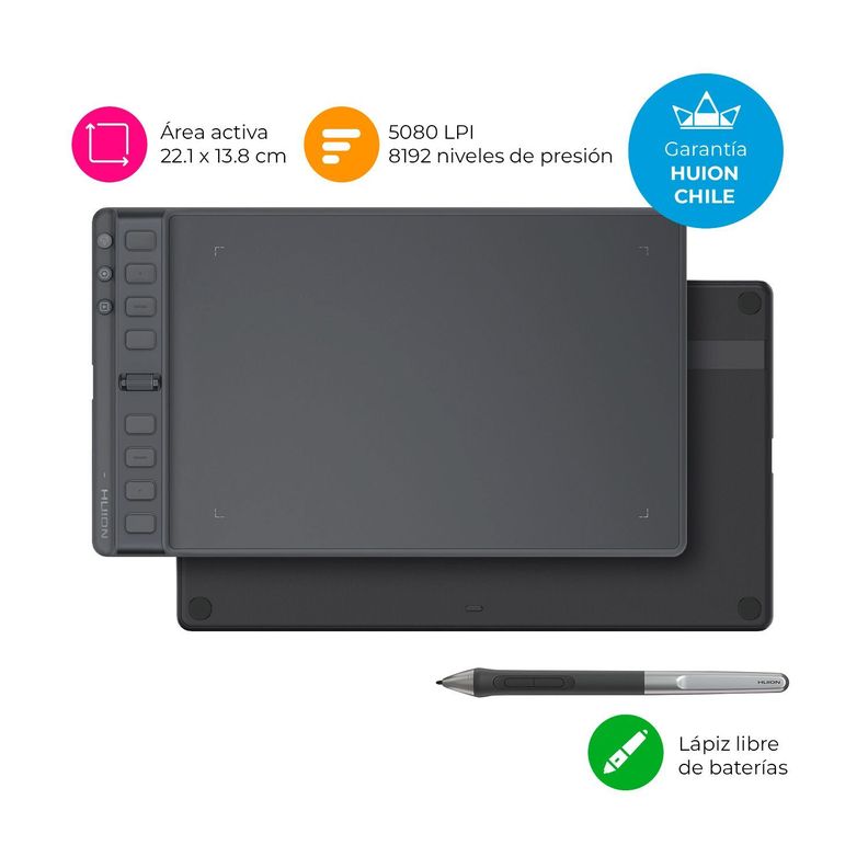 Tableta Gráfica Huion Inspiroy 2 M Black con Scroller - HCL-1