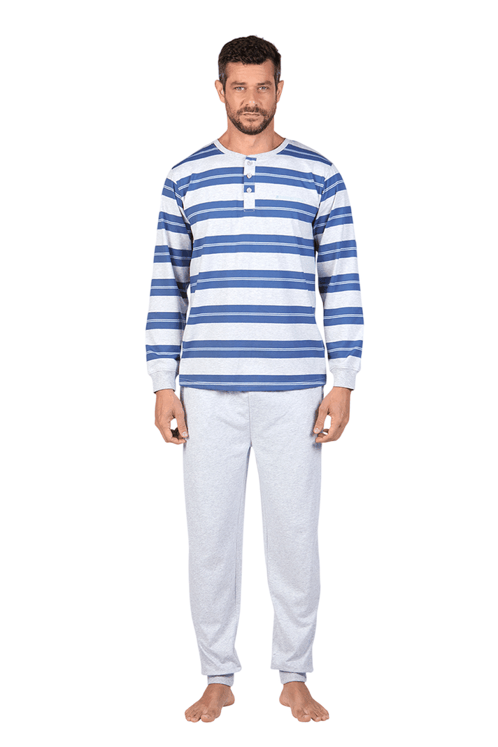 Pijama De Hombre Algodón a Rayas-0