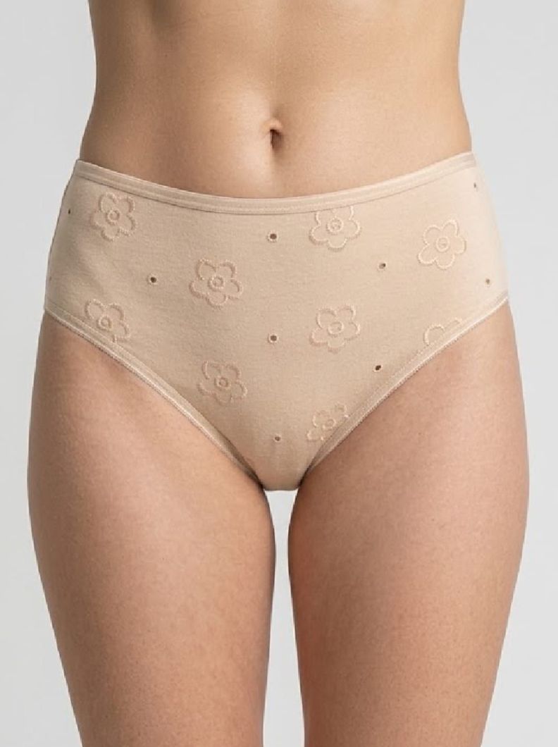 Calzon Algodon Bordado Flores Mujer LADY GENNY Nude S