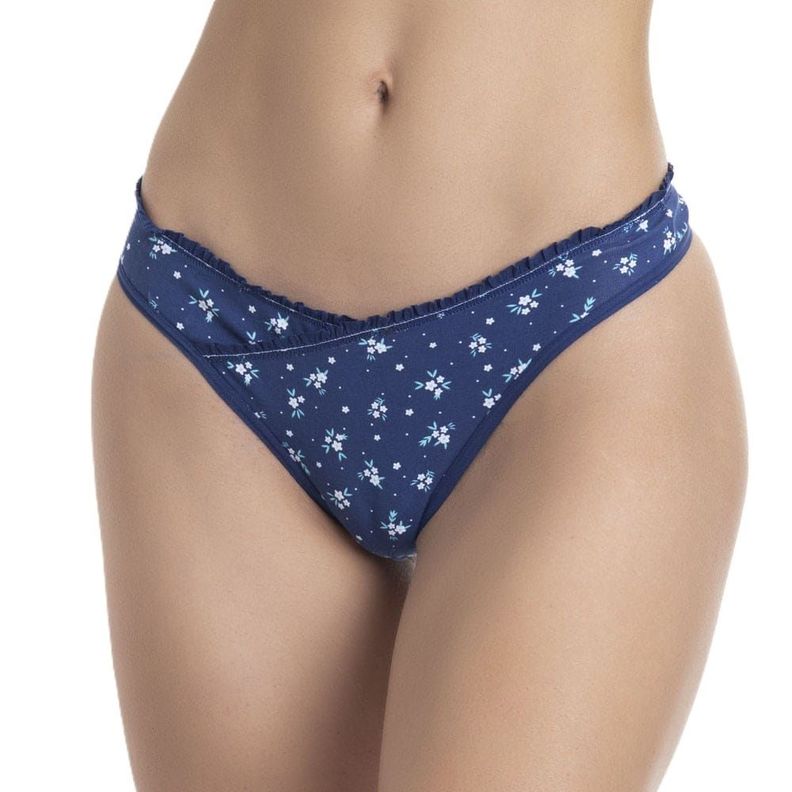 Colaless De Encaje Y Cotton Spandex Azul S