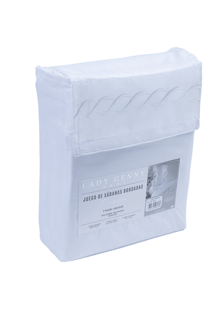 Juego de Sabanas Bordadas King Lady Genny Blanco