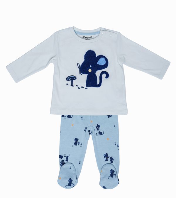 Conjunto Algodon Ratoncito Bebe | Comodidad Tierna Celeste Recien Nacido