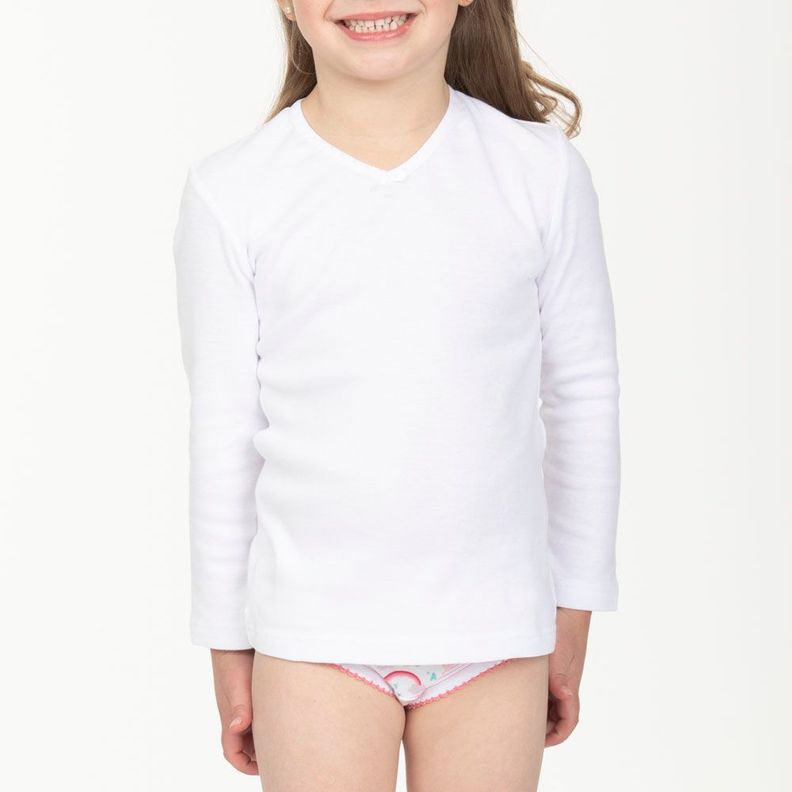 Camiseta manga larga de algodón para niñas-0