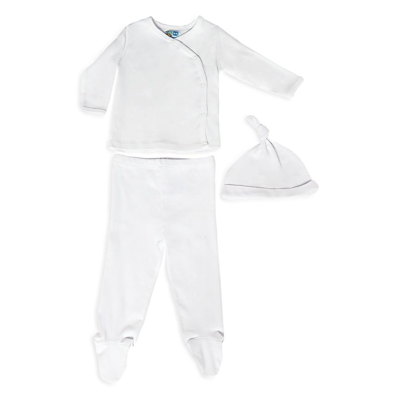 Conjunto Con Gorro Para Bebe Blanco 6 A 9 Meses