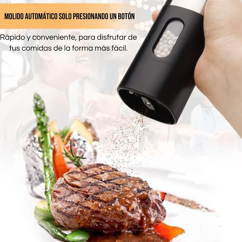 Molinillo Eléctrico De Sal y Especias Acero Inoxidable a Batería-3