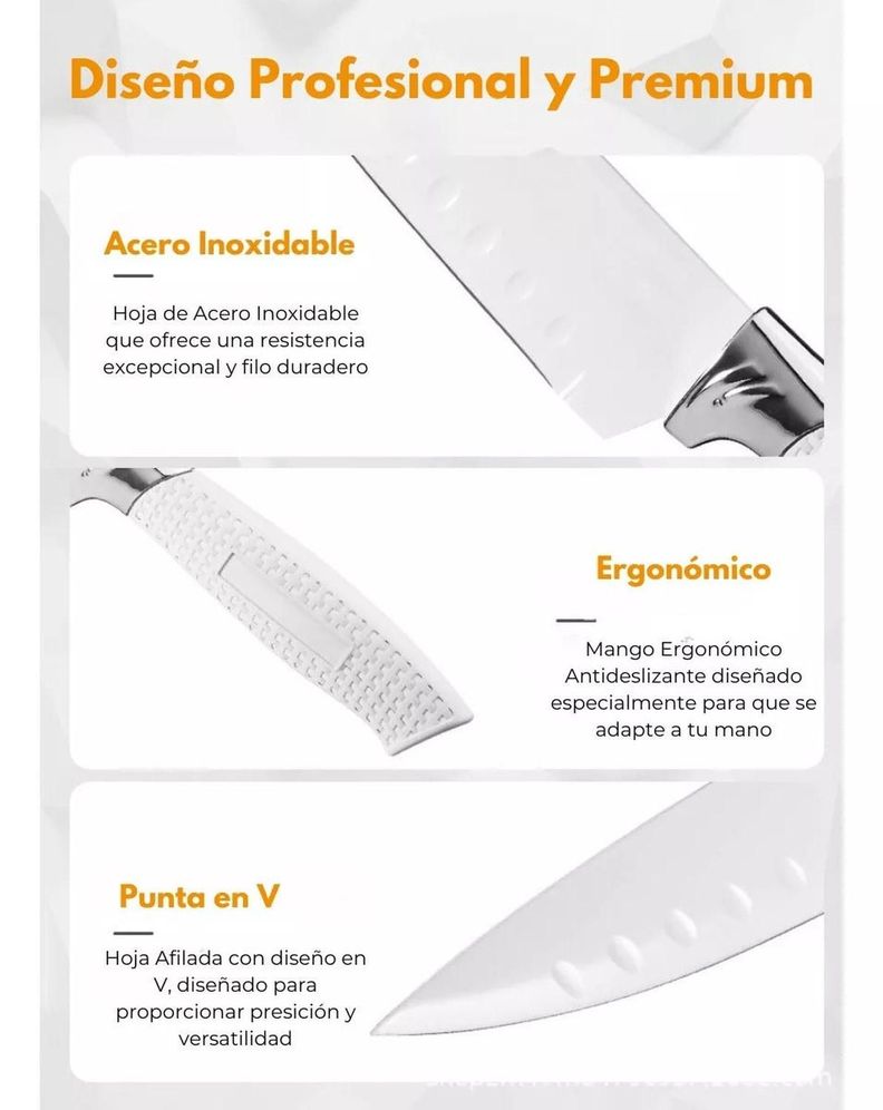Set De Cuchillos De 6 Piezas Acero Inoxidable Profesional-2