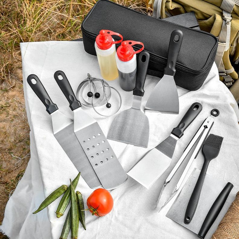 Set Parrillero 18uds En Estuche con Espátulas Pinzas Pincel y Más-5