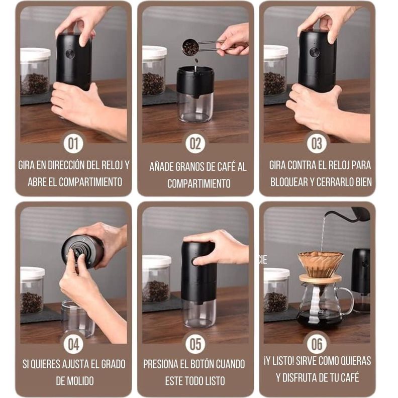 Moledor Molinillo De Granos Cafe Y Especias Recargable Usb-c-6