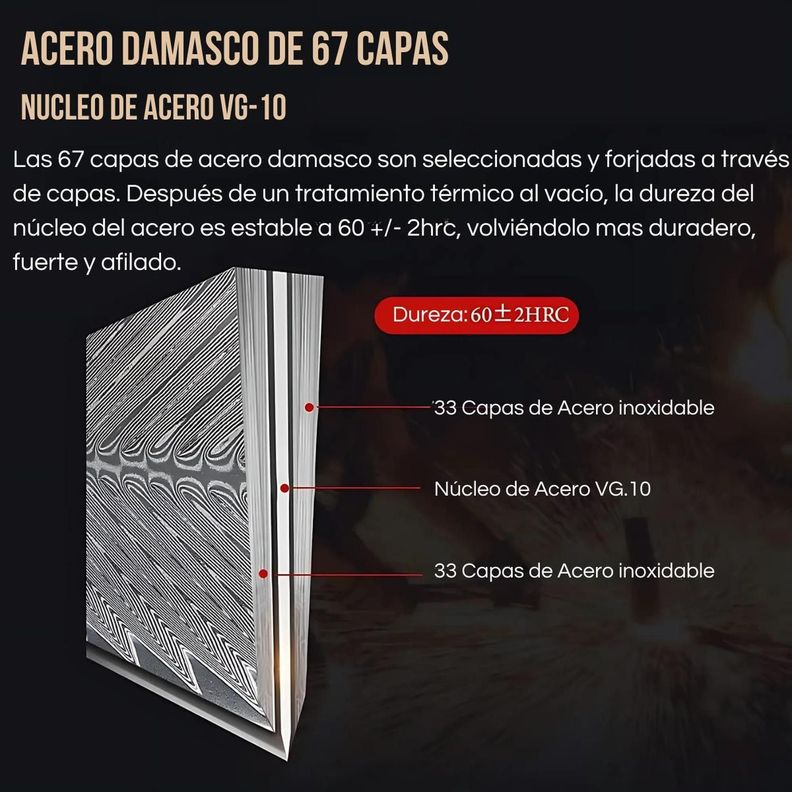 Cuchillo Profesional Santoku Acero Damasco 20.3cm De 67 Capas-3