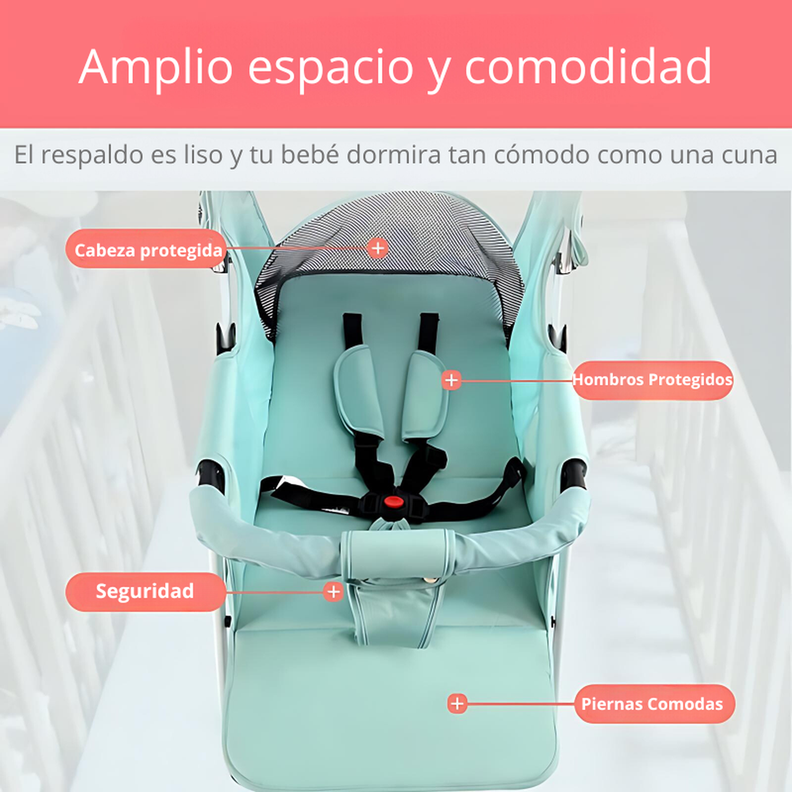 Coche De Paseo para Bebé Paraguas Plegable Reclinable y Liviano-2