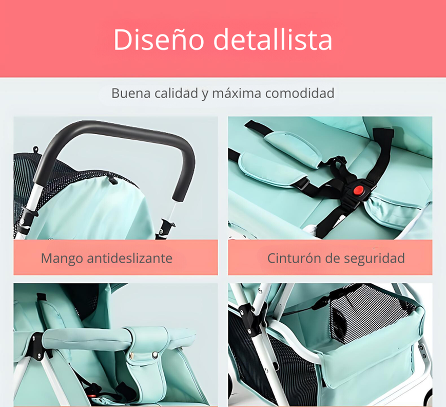Coche De Paseo para Bebé Paraguas Plegable Reclinable y Liviano-3