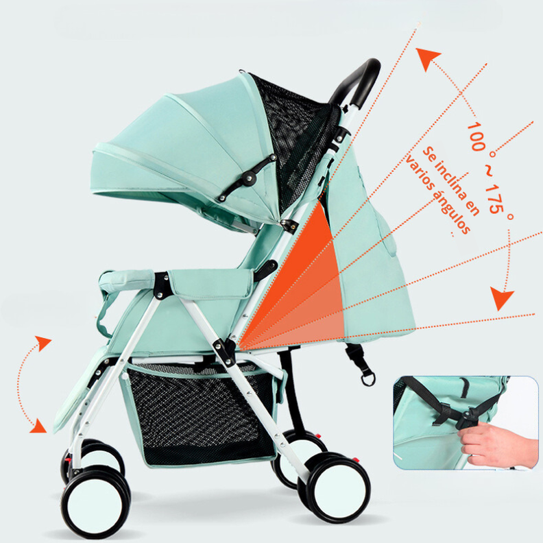 Coche De Paseo para Bebé Paraguas Plegable Reclinable y Liviano-4