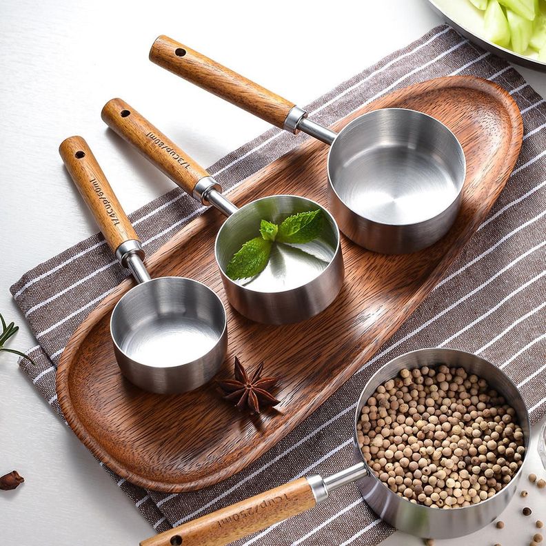 Set de Tazas Cucharas Medidoras Acero Inoxidable Diseño Elegante 4pzas-3