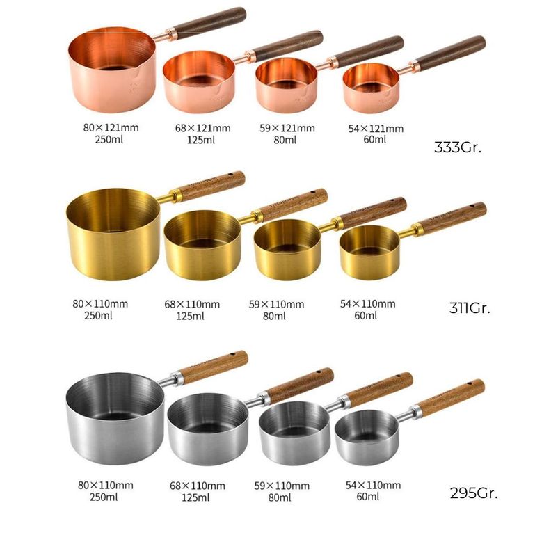 Set de Tazas Cucharas Medidoras Acero Inoxidable Diseño Elegante 4pzas-6