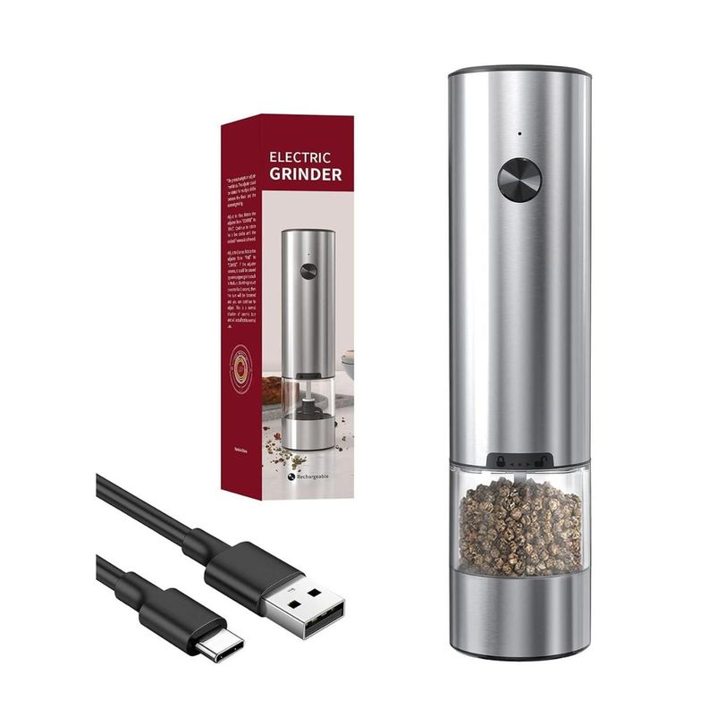 Molinillo Eléctrico De Sal y Especias Acero Inoxidable Carga Usb-c-0