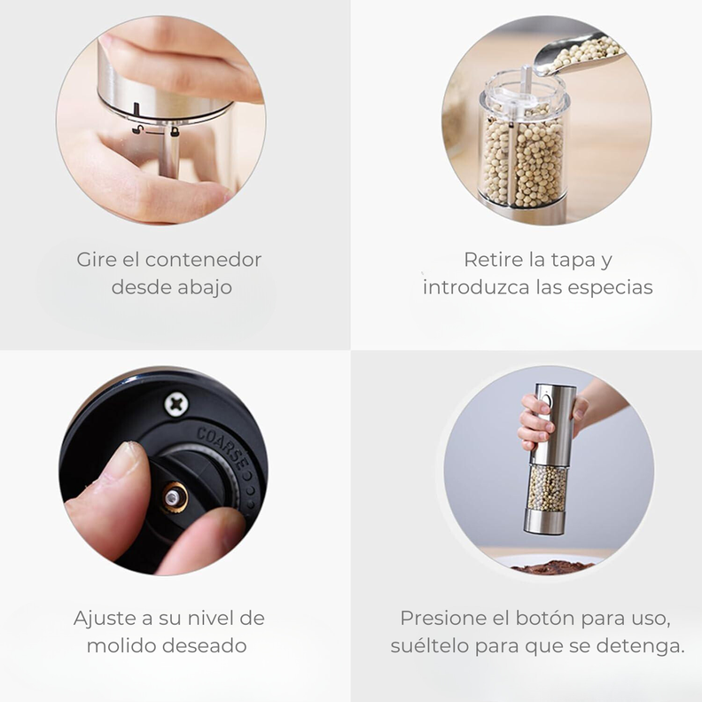Molinillo Eléctrico De Sal y Especias Acero Inoxidable Carga Usb-c-4