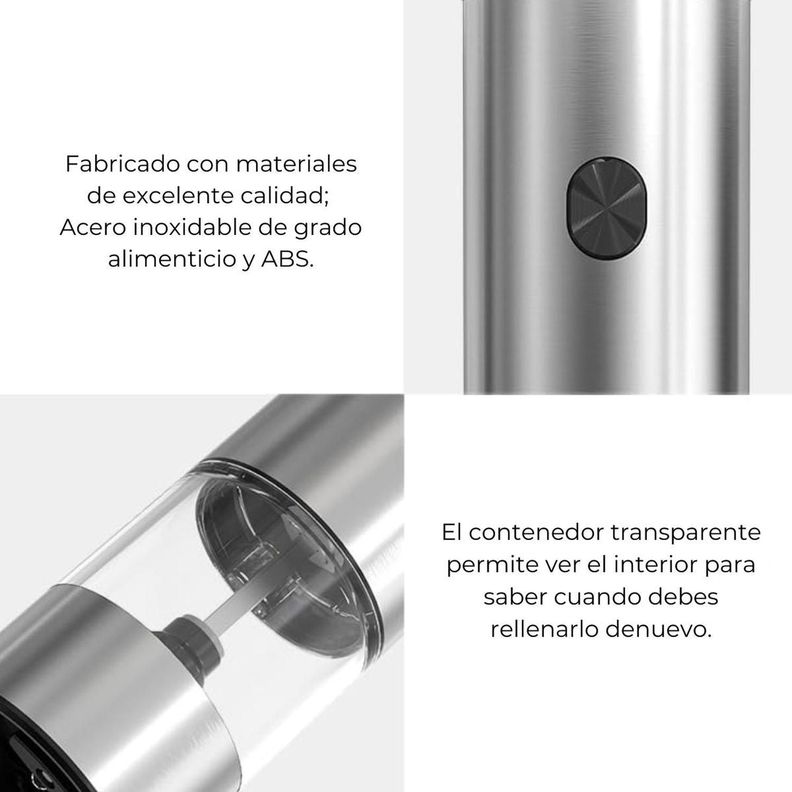 Molinillo Eléctrico De Sal y Especias Acero Inoxidable Carga Usb-c-5